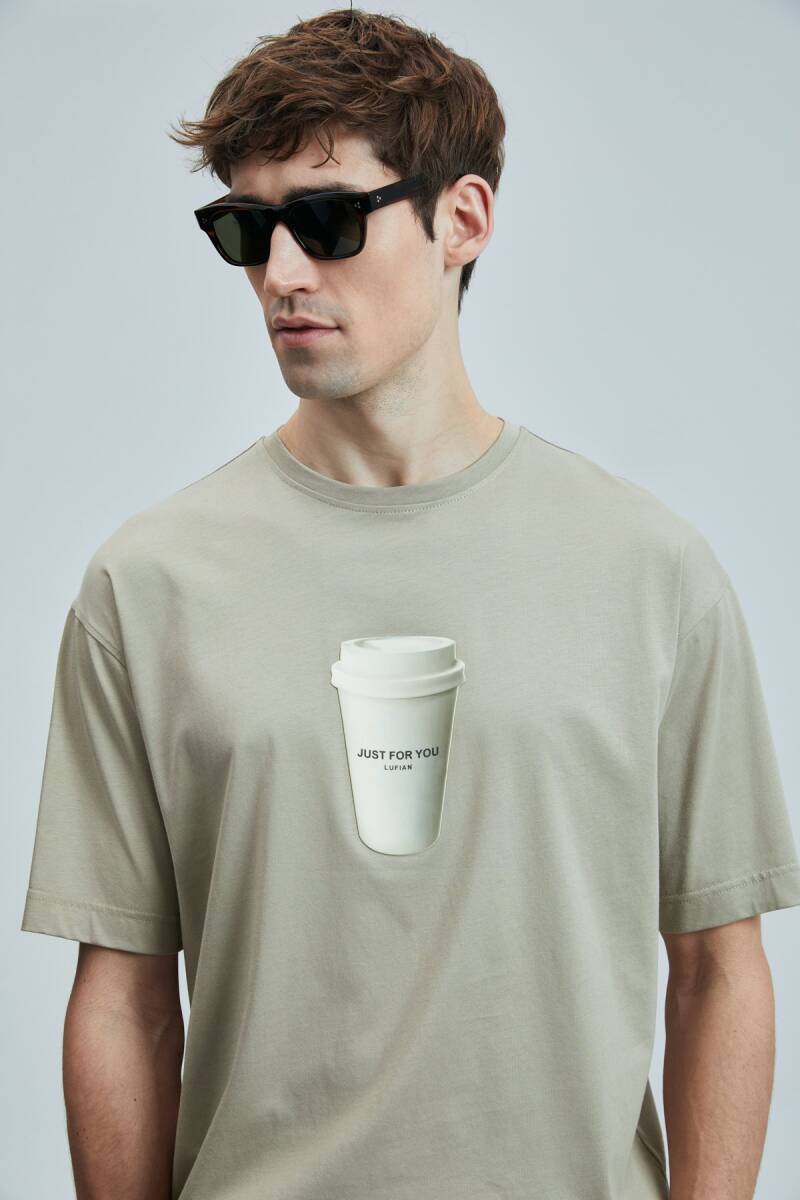 Omen Modern Grafik T- Shirt Bej - 2