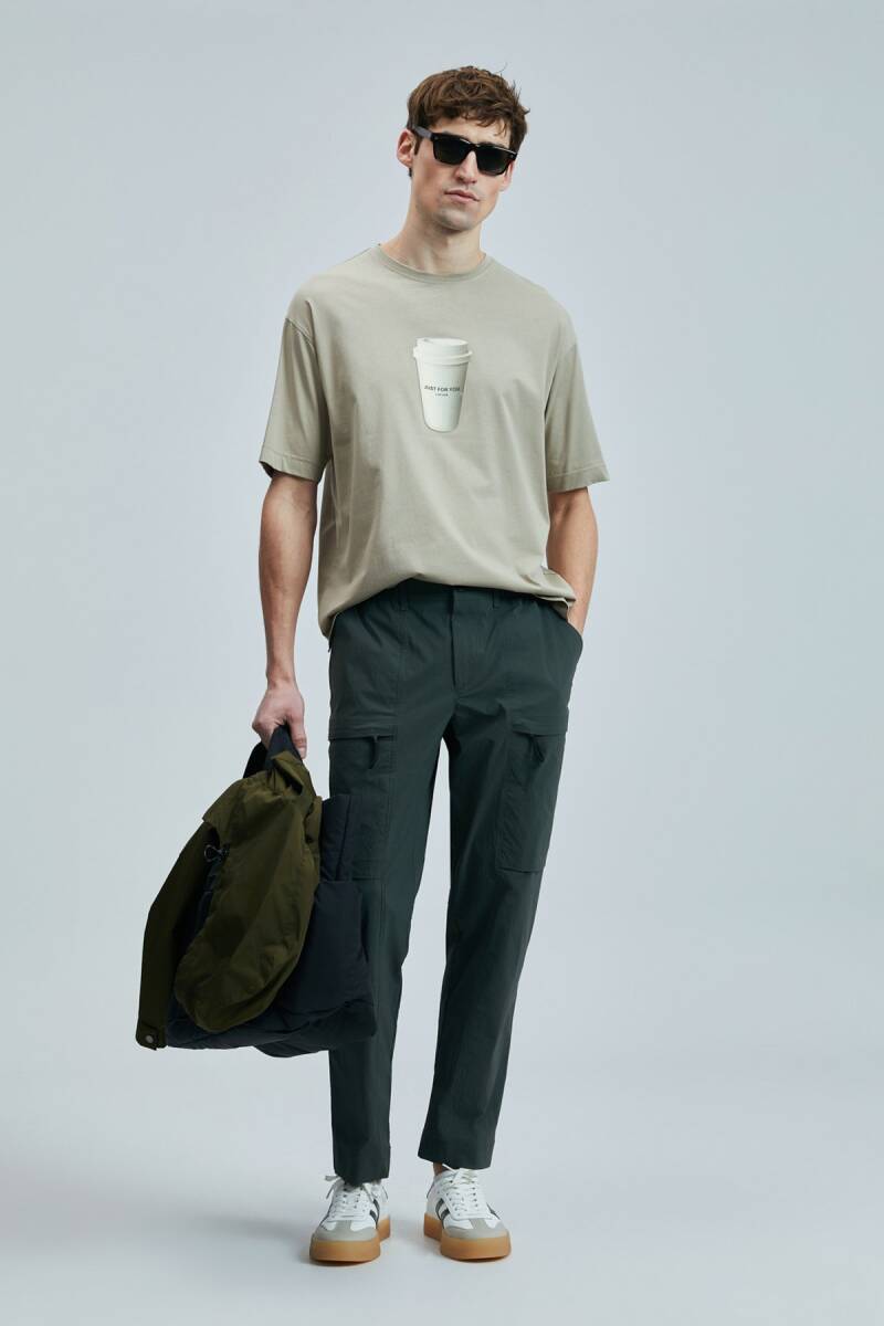 Omen Modern Grafik T- Shirt Bej - 3
