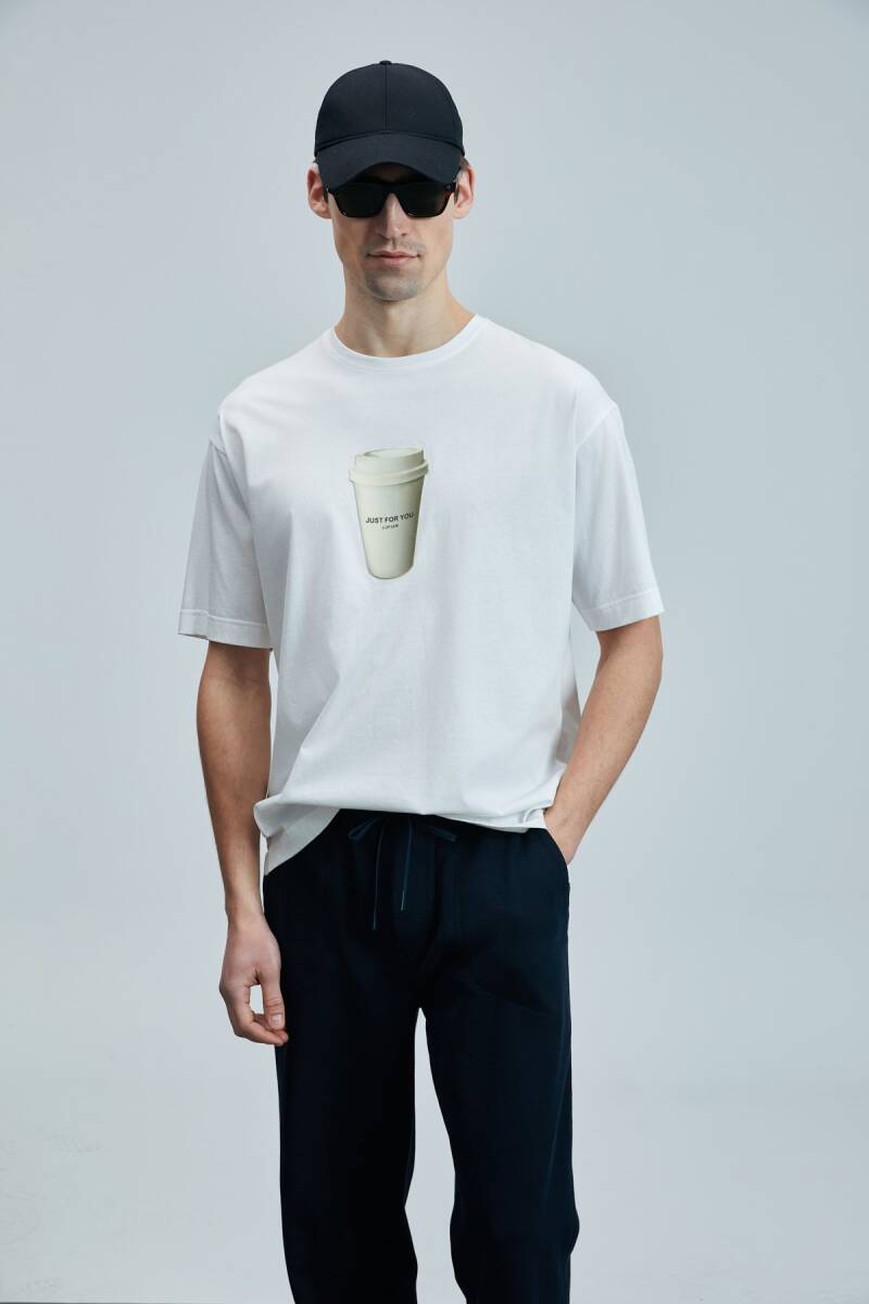 Omen Modern Grafik T- Shirt Beyaz - 3