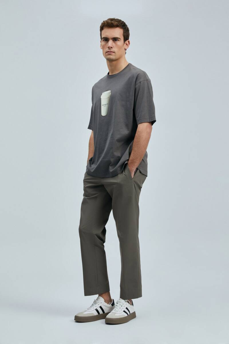 Omen Modern Grafik T- Shirt Kahverengi - 2