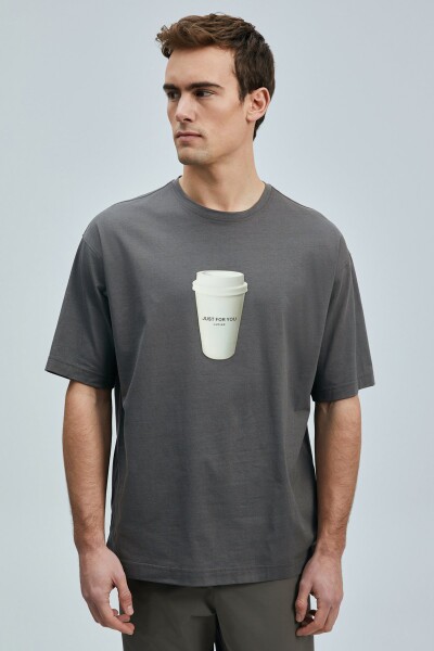 Omen Modern Grafik T- Shirt Kahverengi - 4