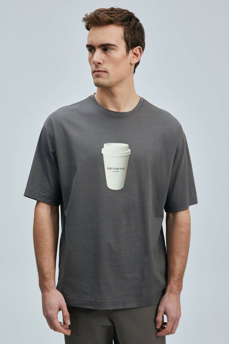 Omen Modern Grafik T- Shirt Kahverengi - 4