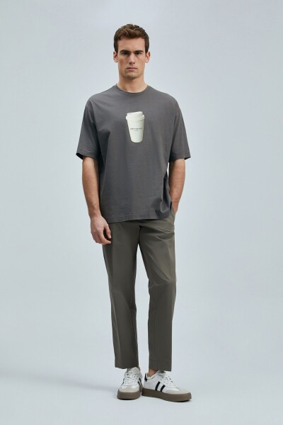 Omen Modern Grafik T- Shirt Kahverengi - 5
