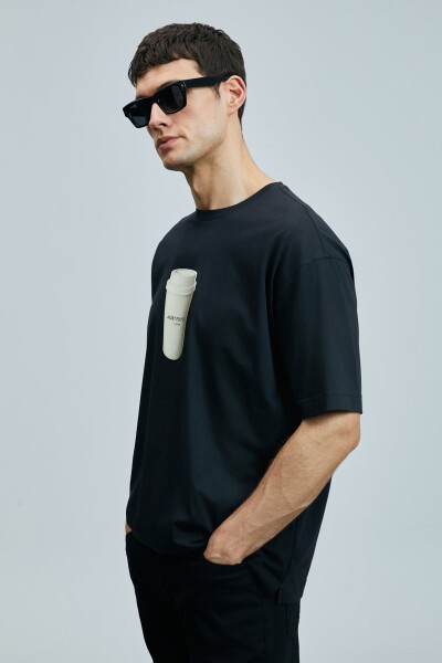 Omen Modern Grafik T- Shirt Siyah - 5