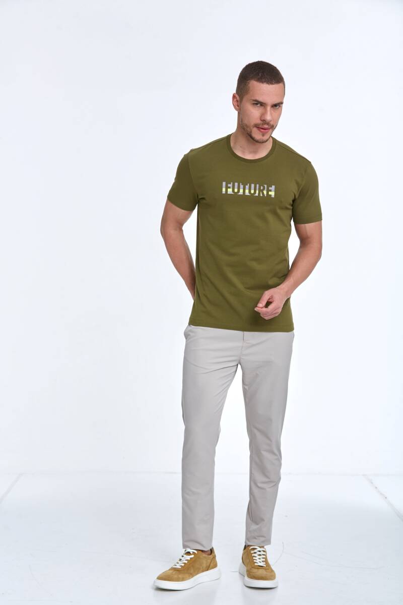 Oscar Printed Men's T-Shirt Khaki - 2