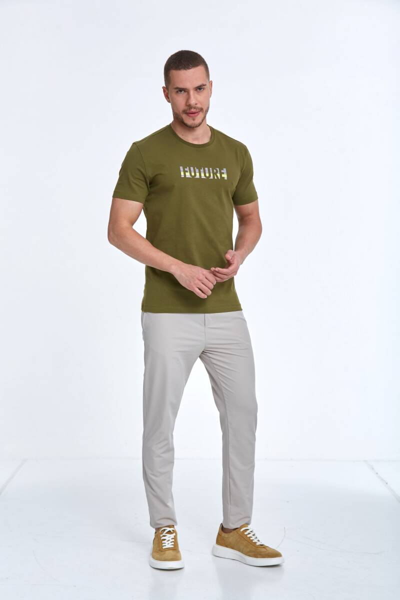 Oscar Printed Men's T-Shirt Khaki - 3