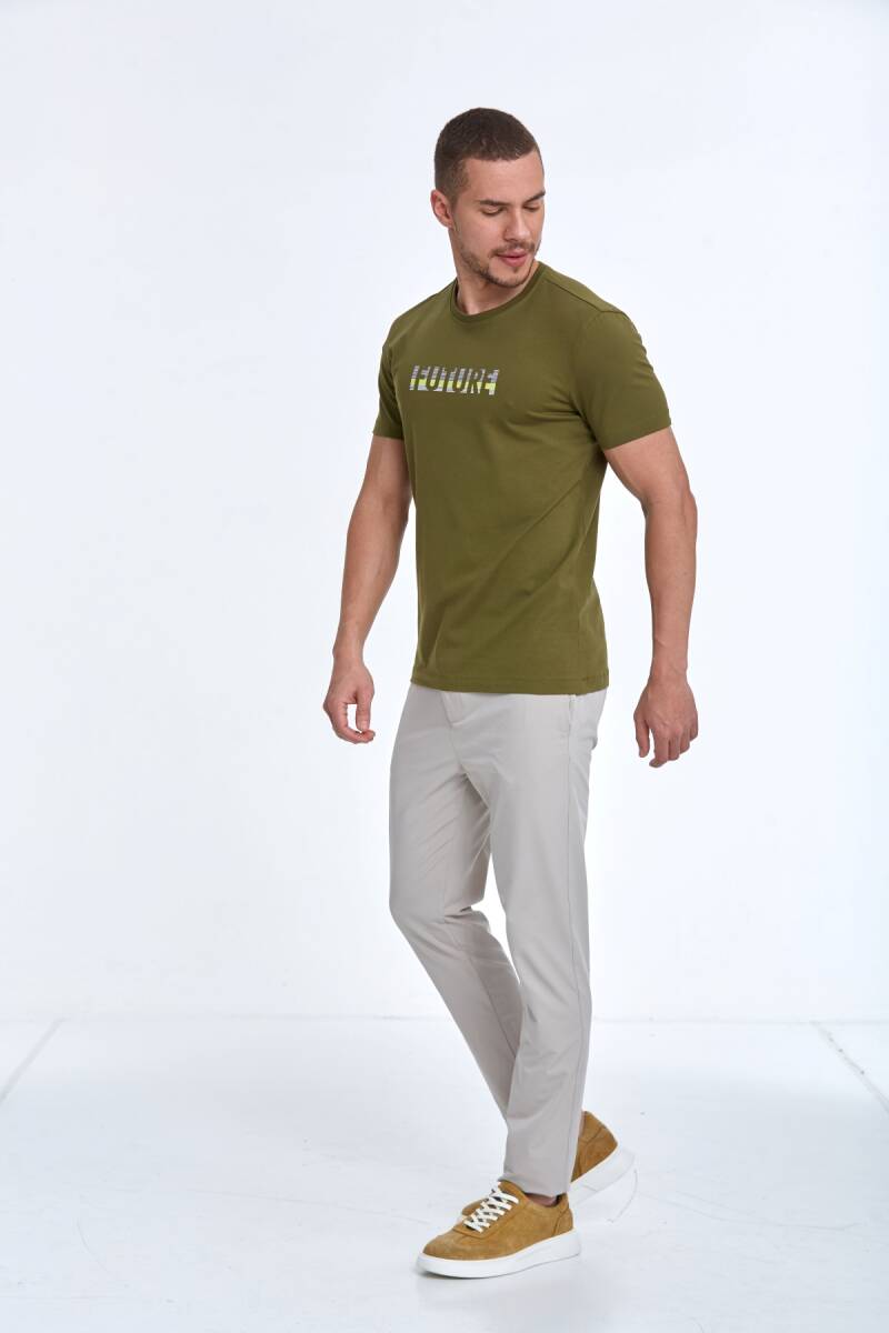 Oscar Printed Men's T-Shirt Khaki - 4