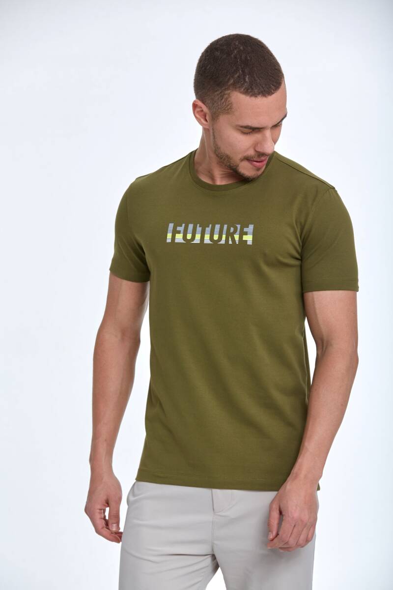 Oscar Printed Men's T-Shirt Khaki - 1