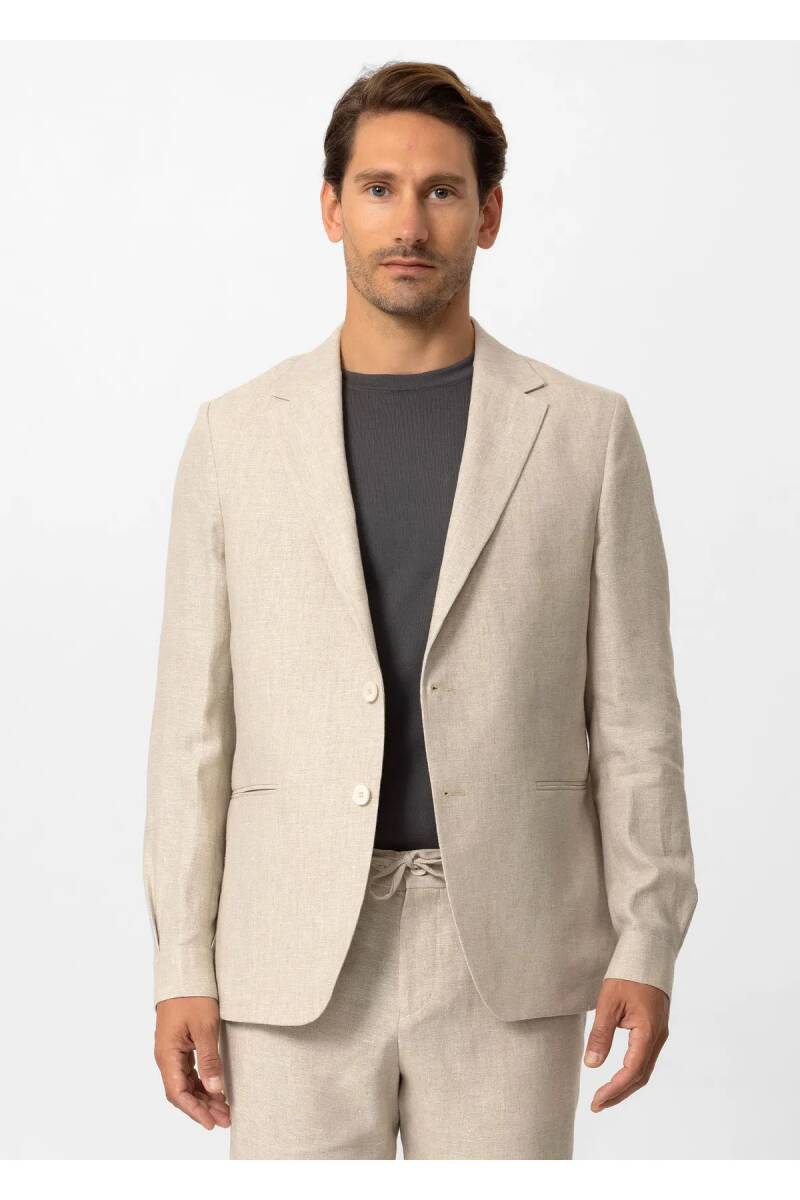 Oton Beige Color Pure Linen Shirt Jacket - 1