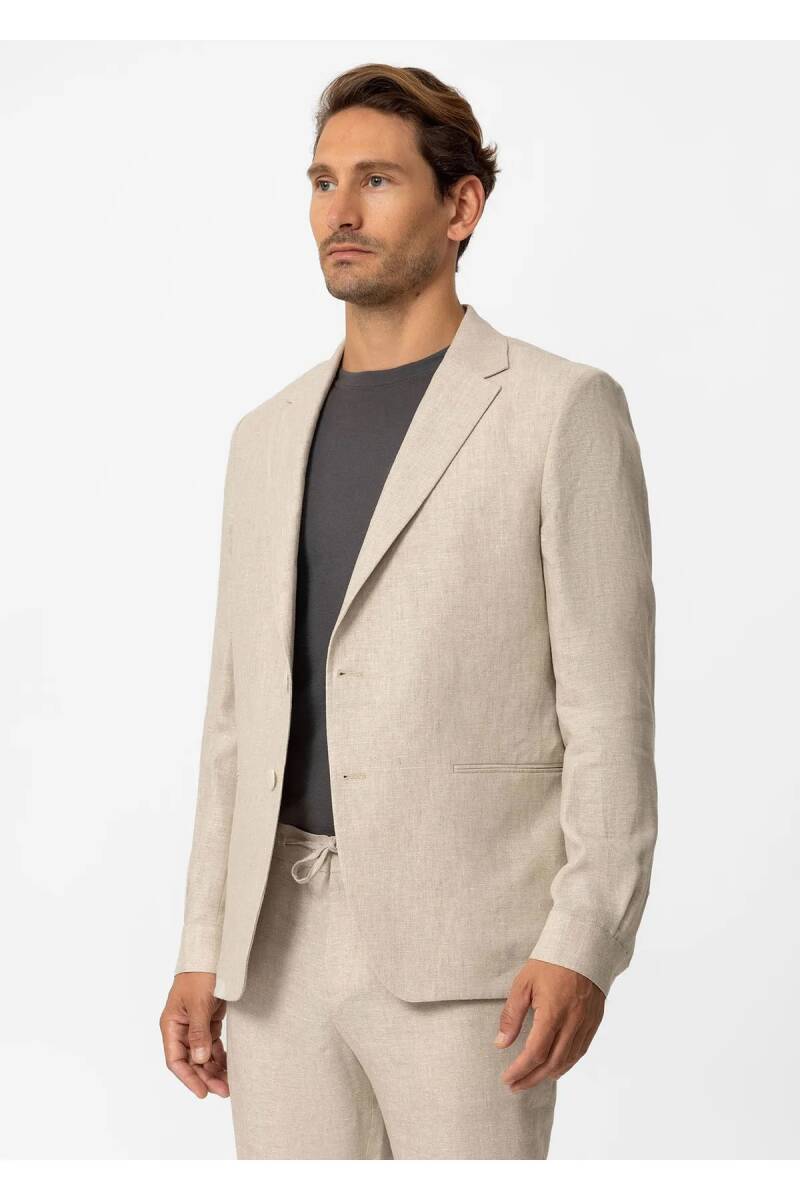 Oton Beige Color Pure Linen Shirt Jacket - 3