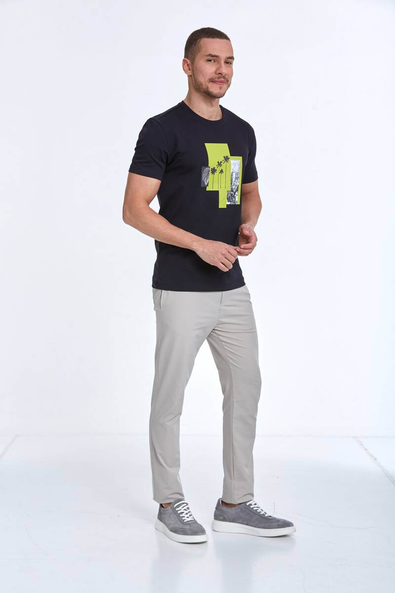 Palm Printed Cotton Crew Neck T-Shirt - 8