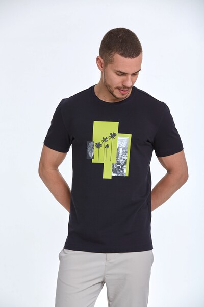 Palm Printed Cotton Crew Neck T-Shirt - 9