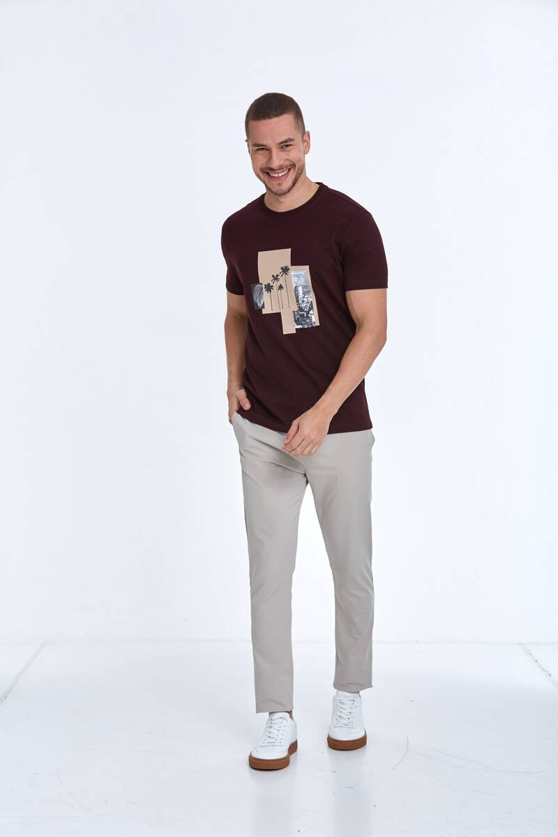 Palm Printed Cotton Crew Neck T-Shirt - 1