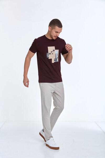 Palm Printed Cotton Crew Neck T-Shirt - VOLTAJ (1)