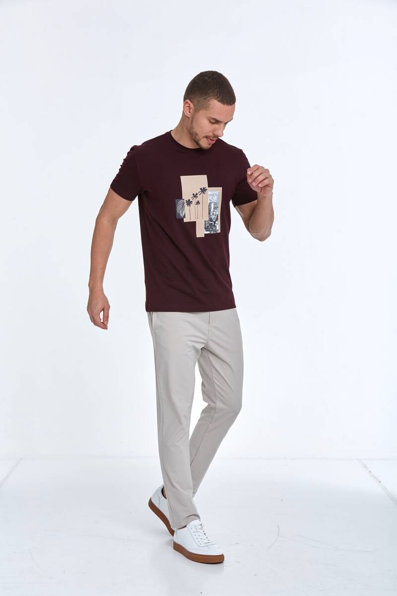 Palm Printed Cotton Crew Neck T-Shirt - 2