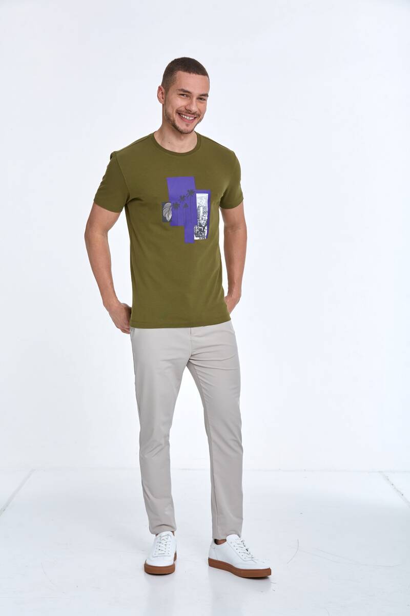 Palm Printed Cotton Crew Neck T-Shirt - 11