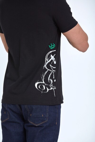 Panda Printed Crew Neck Men's T-Shirt - Thumbnail