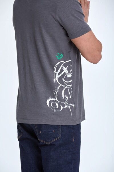 Panda Printed Crew Neck Men's T-Shirt - Thumbnail