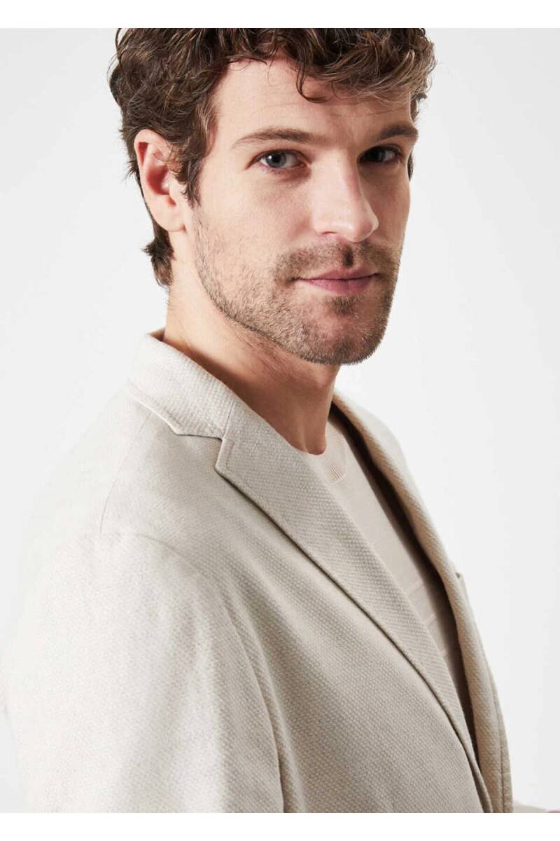 Papas Beige Linen Blazer Jacket - 2