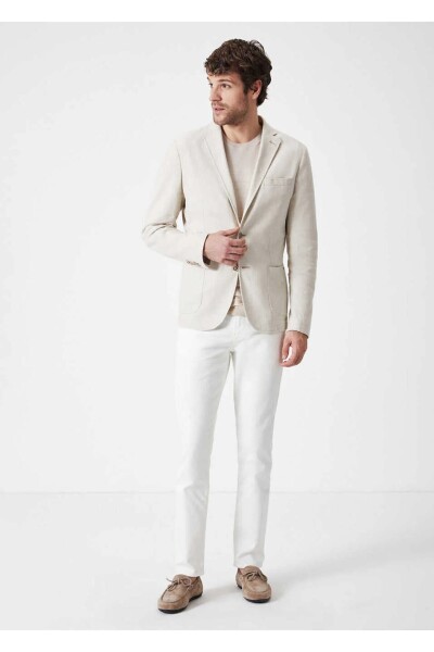 Papas Bej Renk Ketenli Blazer Ceket - 3