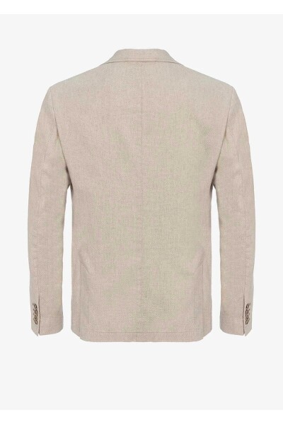 Papas Bej Renk Ketenli Blazer Ceket - 5