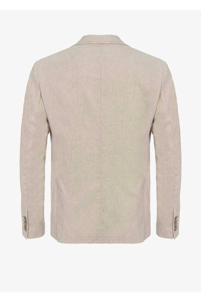 Papas Bej Renk Ketenli Blazer Ceket - 5