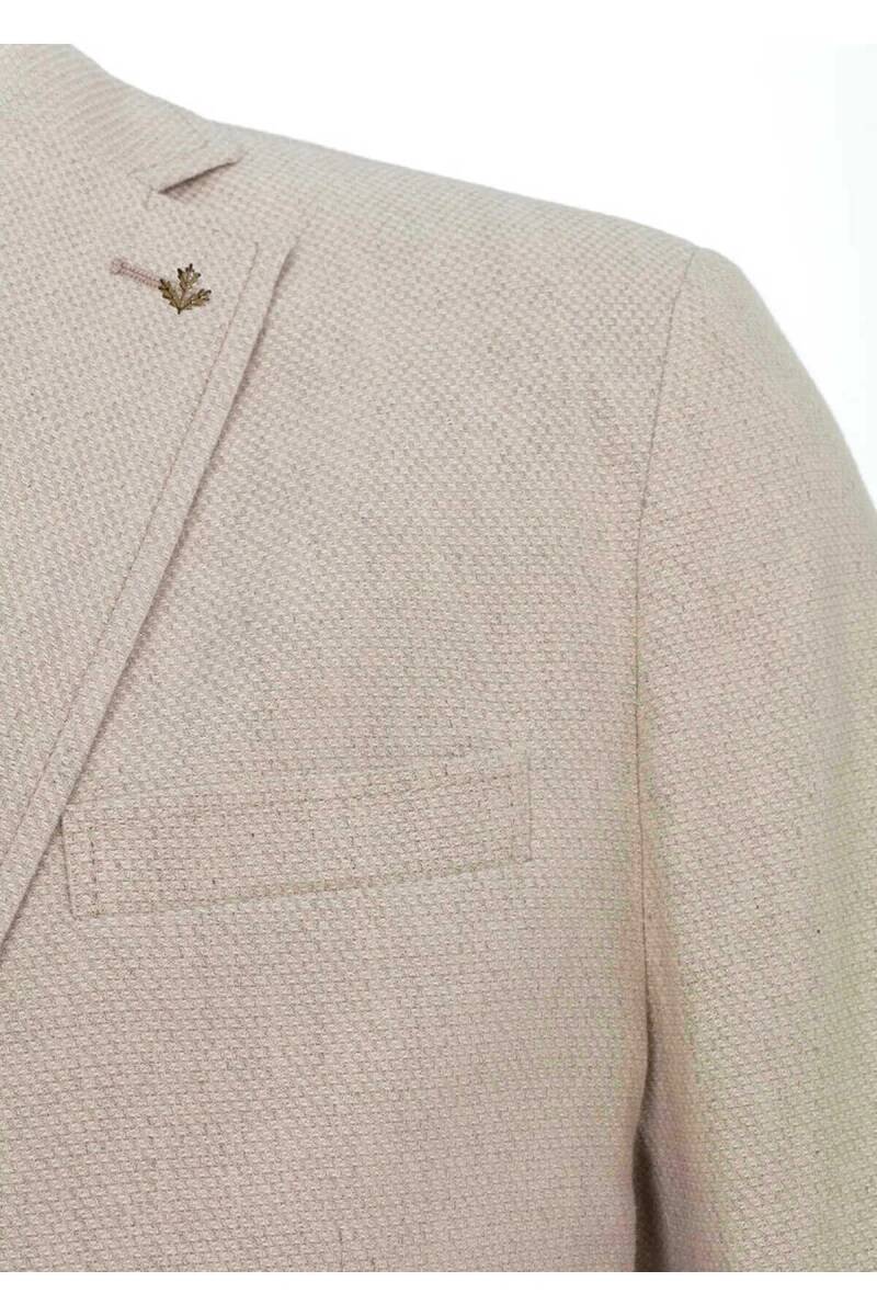 Papas Bej Renk Ketenli Blazer Ceket - 6
