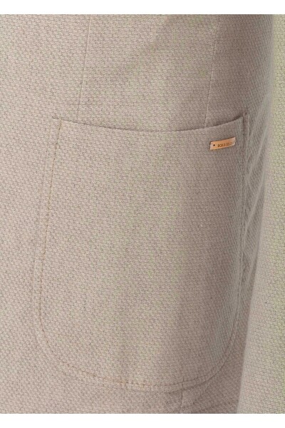 Papas Bej Renk Ketenli Blazer Ceket - 7