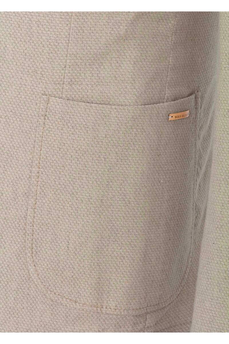 Papas Bej Renk Ketenli Blazer Ceket - 7