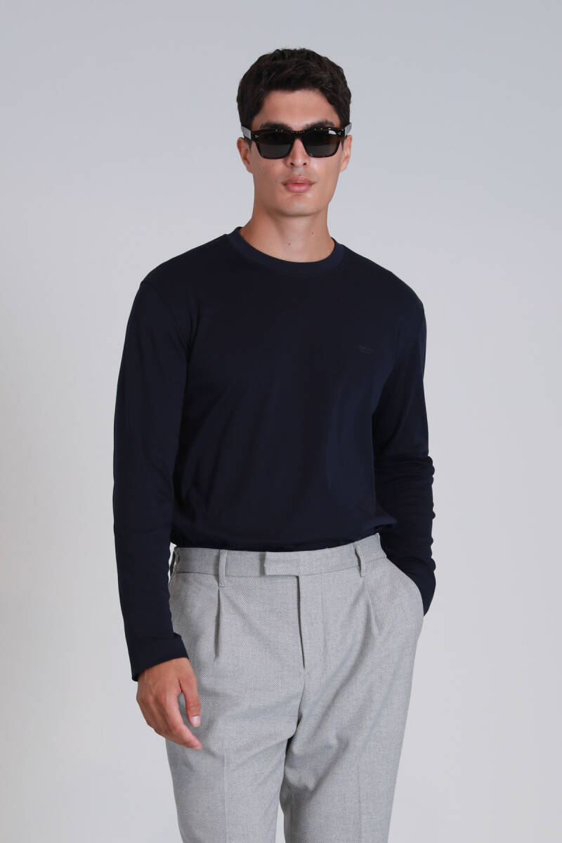 Patrice Erkek Uzun Kol Tişört Lacivert - 5