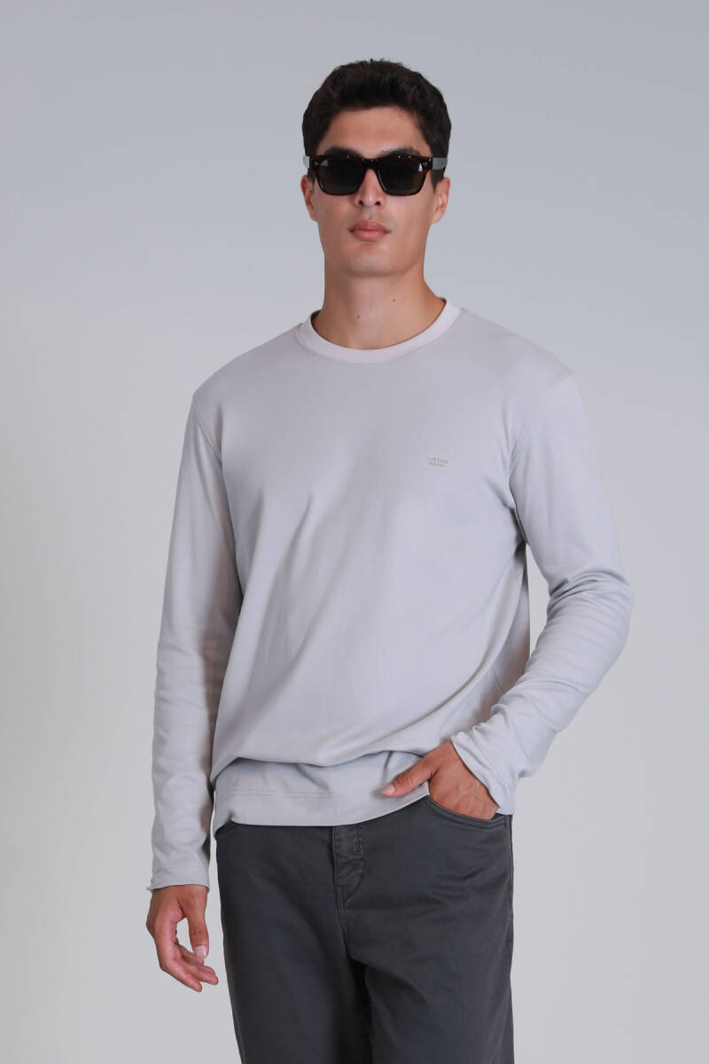 Patrice Erkek Uzun Kol Tişört Taş - 5