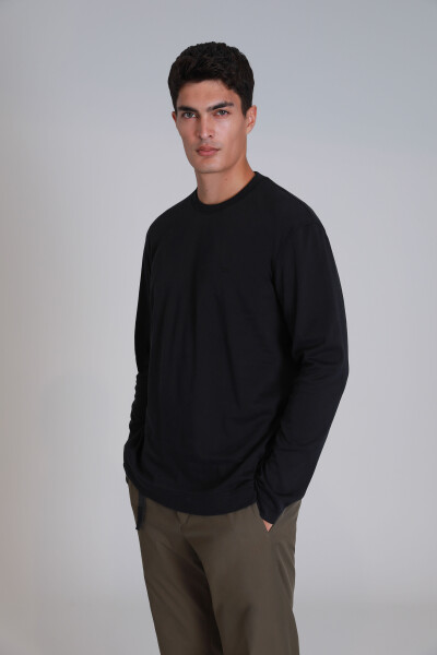 Patrice Men's Long Sleeve T-Shirt Black - LUFIAN