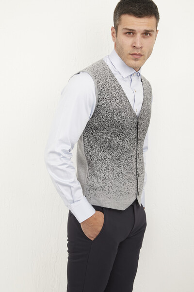 VOLTAJ - Patterned Buttoned Knitwear Vest