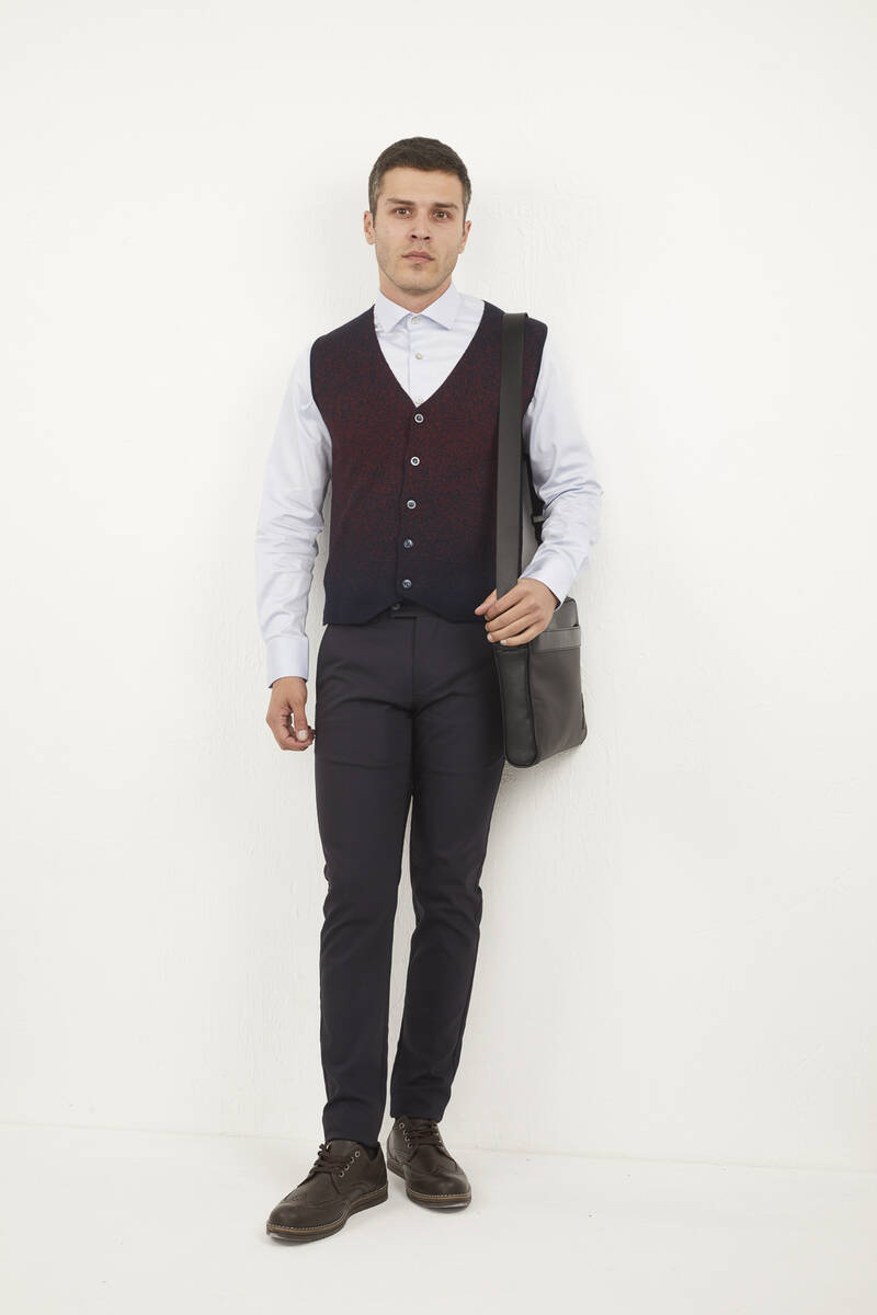 Patterned Buttoned Knitwear Vest