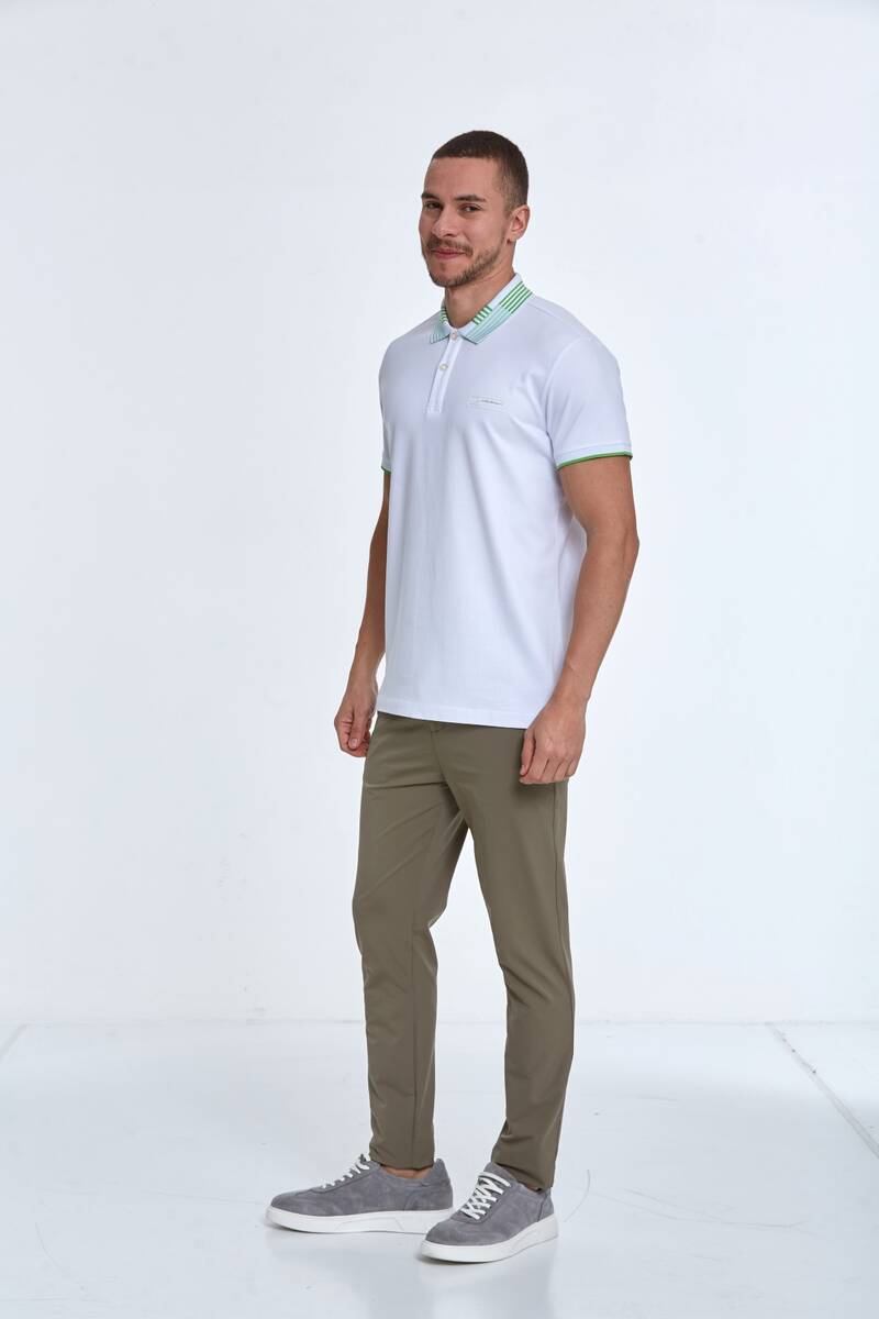 Patterned Collar Polo Neck Men's T-Shirt