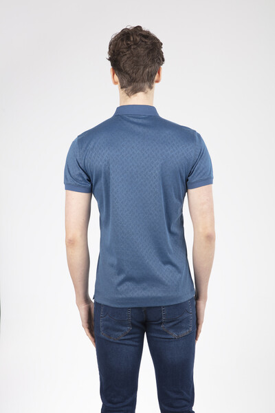 Patterned Polo Neck Men's T-Shirt - Thumbnail