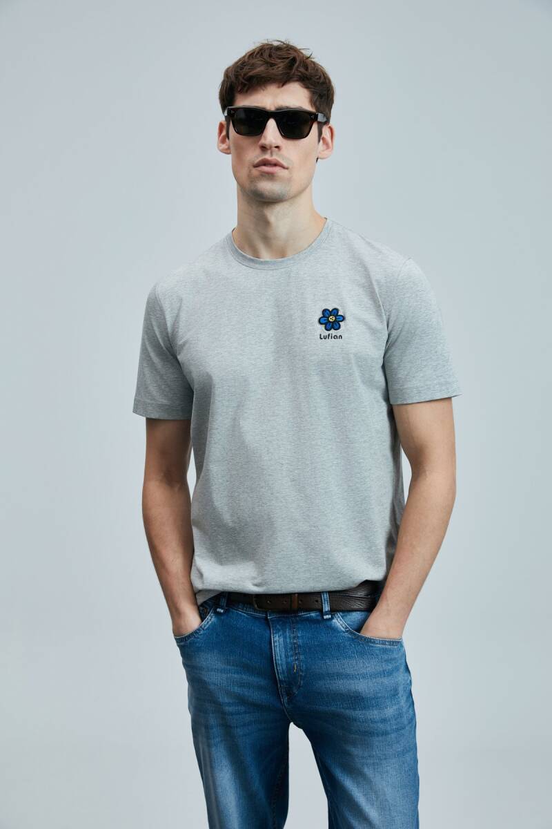 Peace Modern Grafik T- Shirt Gri - 1