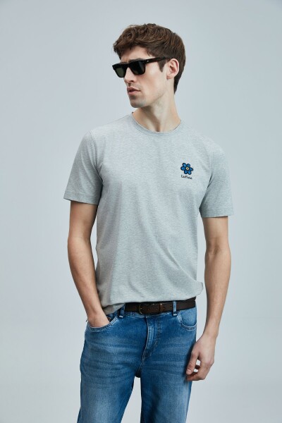 Peace Modern Grafik T- Shirt Gri - 3