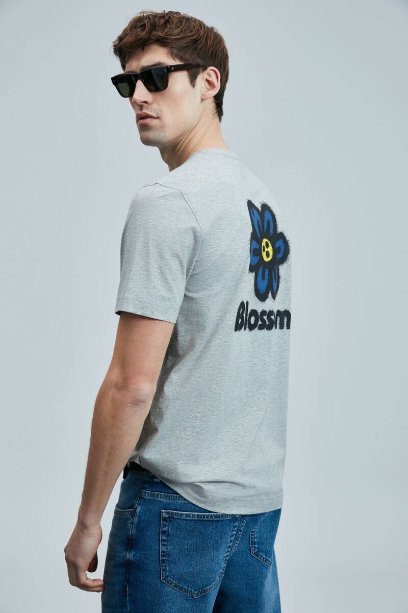 Peace Modern Grafik T- Shirt Gri - 5