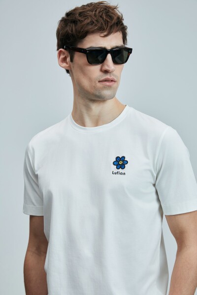 Peace Modern Grafik T- Shirt Kırık Beyaz - 3