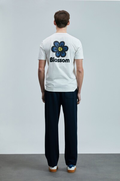 Peace Modern Grafik T- Shirt Kırık Beyaz - 6