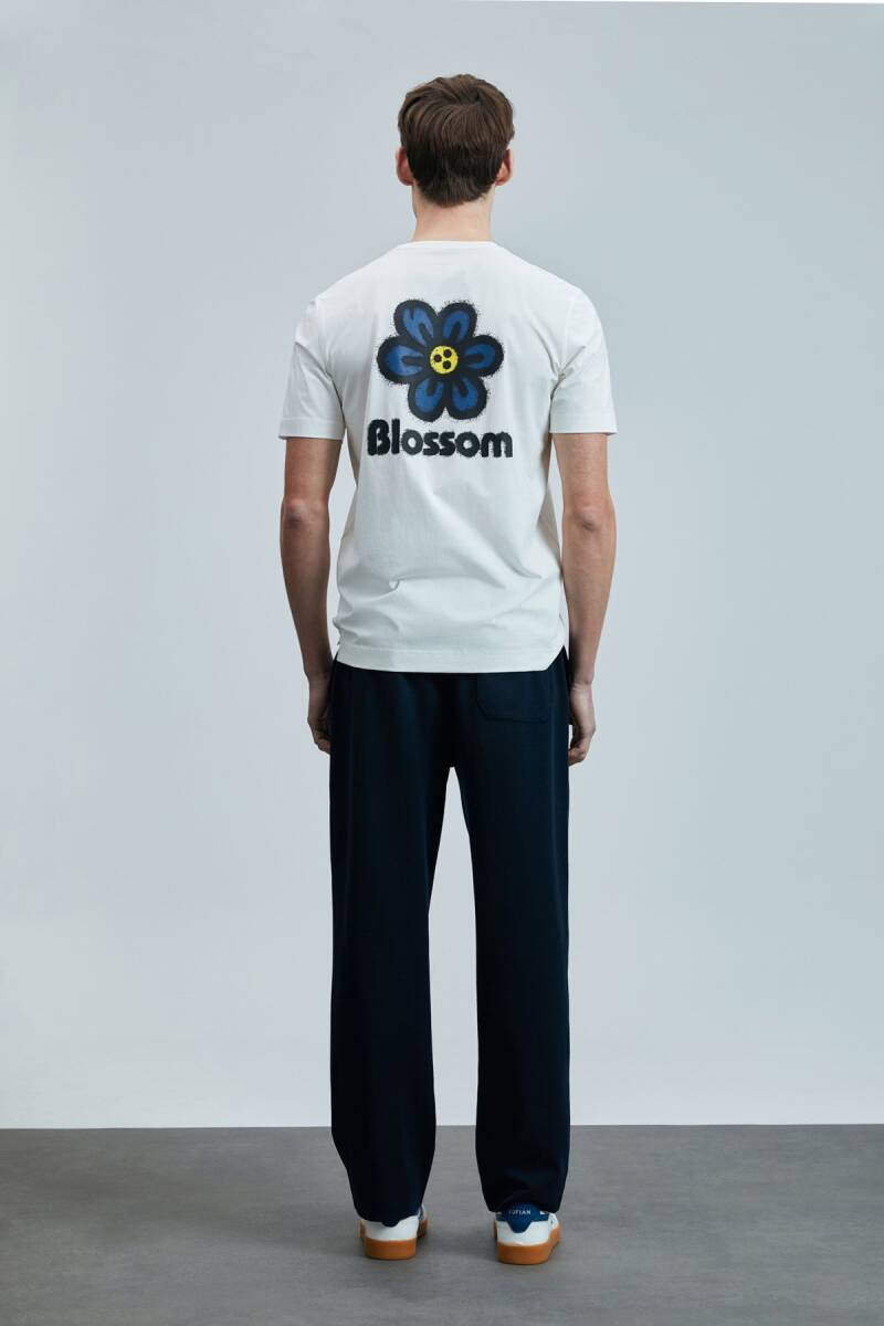 Peace Modern Grafik T- Shirt Kırık Beyaz - 6