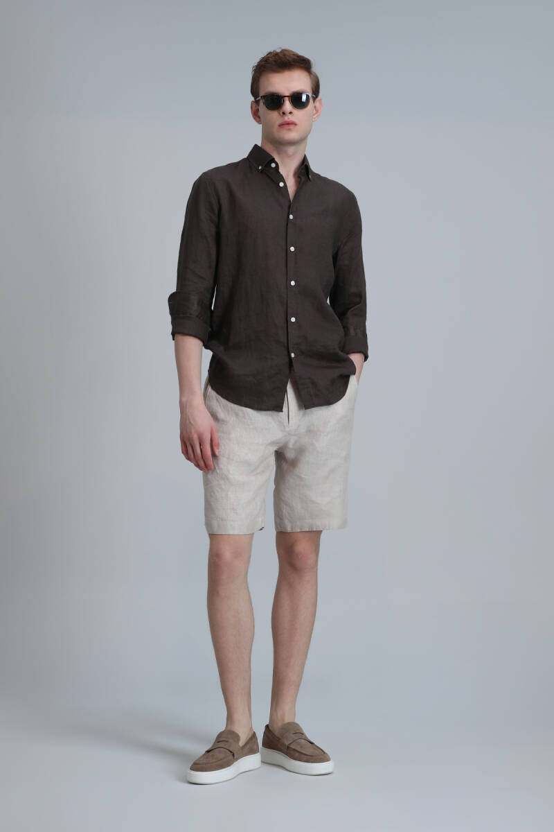 Peler Spor Erkek Chino Şort Slim Fit Bej - 1