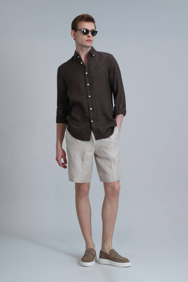 Peler Sports Men's Chino Shorts Slim Fit Beige - 3