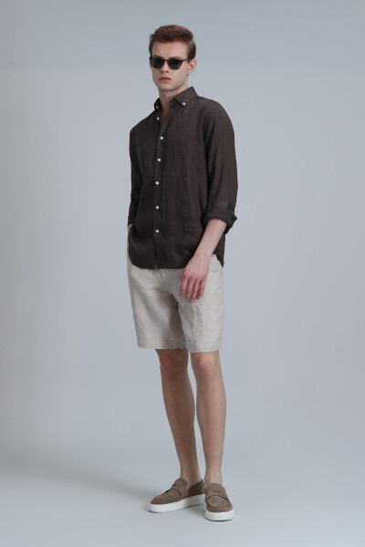 Peler Sports Men's Chino Shorts Slim Fit Beige - 4