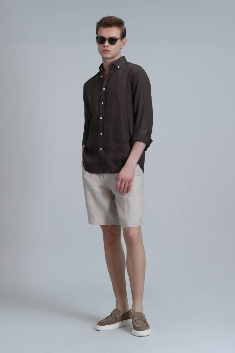 Peler Sports Men's Chino Shorts Slim Fit Beige - 4