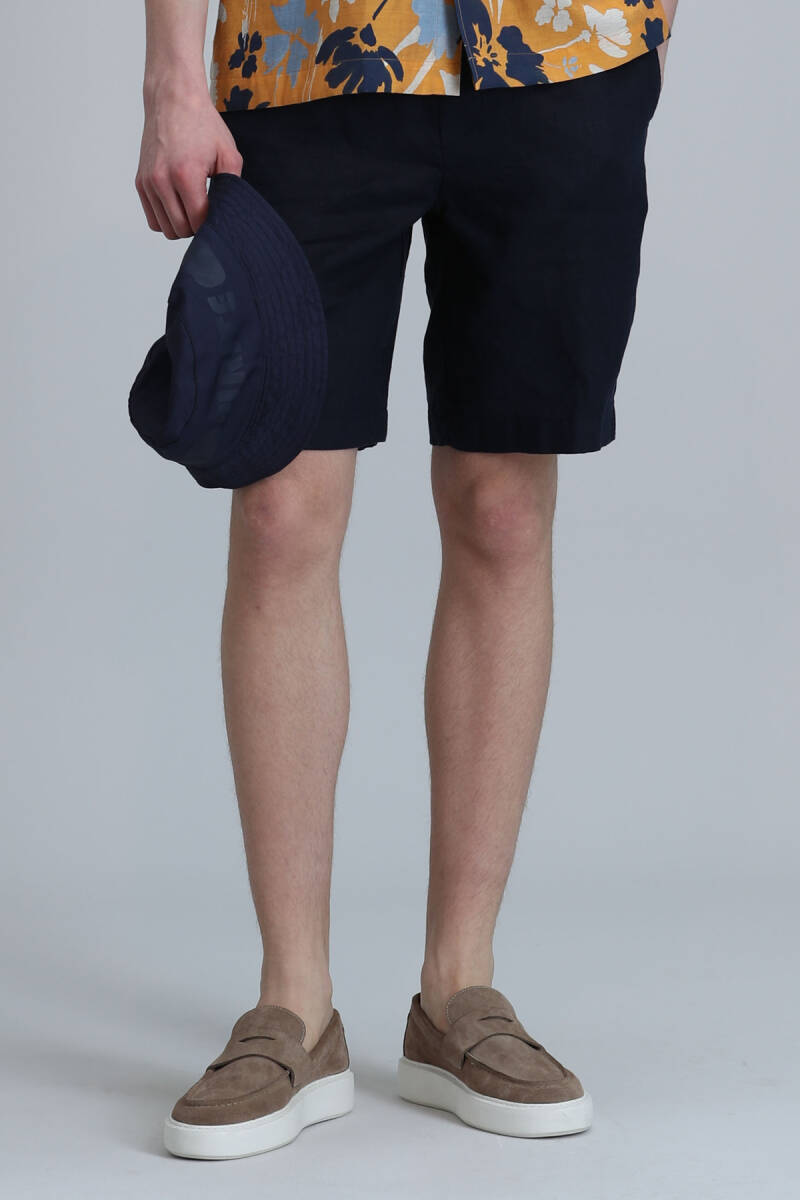Peler Sports Men's Chino Shorts Slim Fit Navy Blue - 3