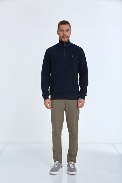 Peta Half Zipper Men's Sweatshirt Navy Blue - 2
