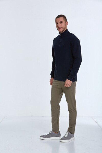 Peta Half Zipper Men's Sweatshirt Navy Blue - 4
