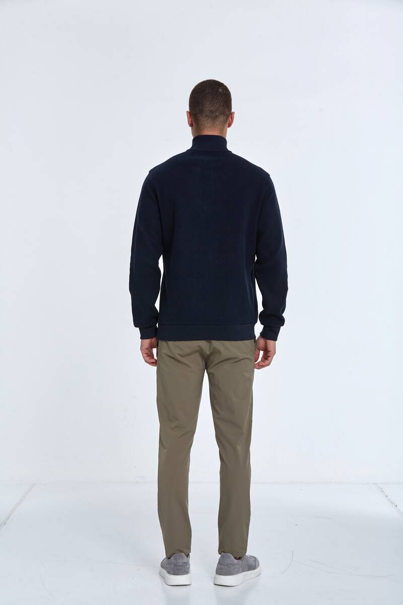 Peta Yarım Fermuarlı Erkek Sweatshirt Lacivert - 5